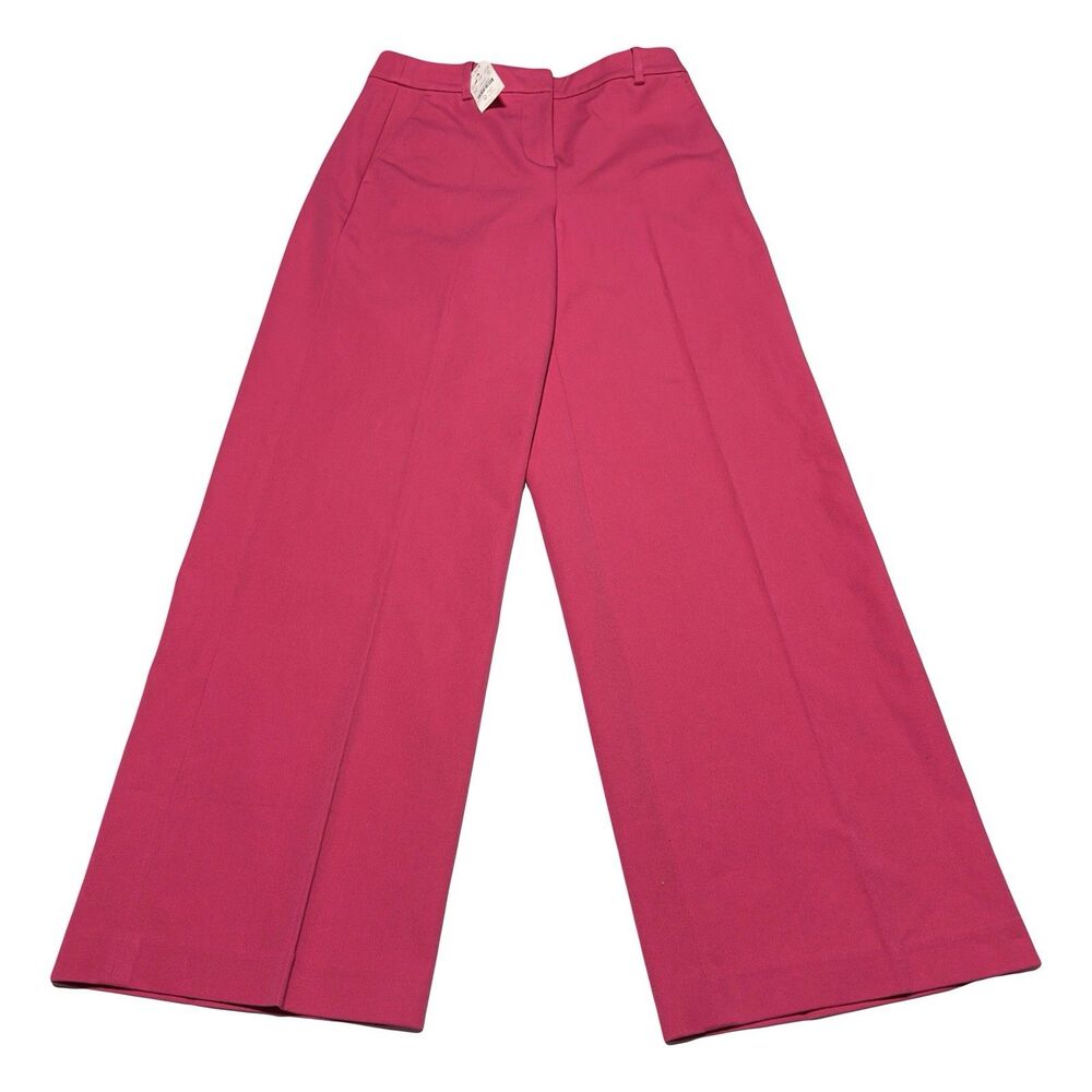 J Crew High Rise Wide leg Ankle Dress Pants Hot Pink Size 2 T Tall CG389 NWT